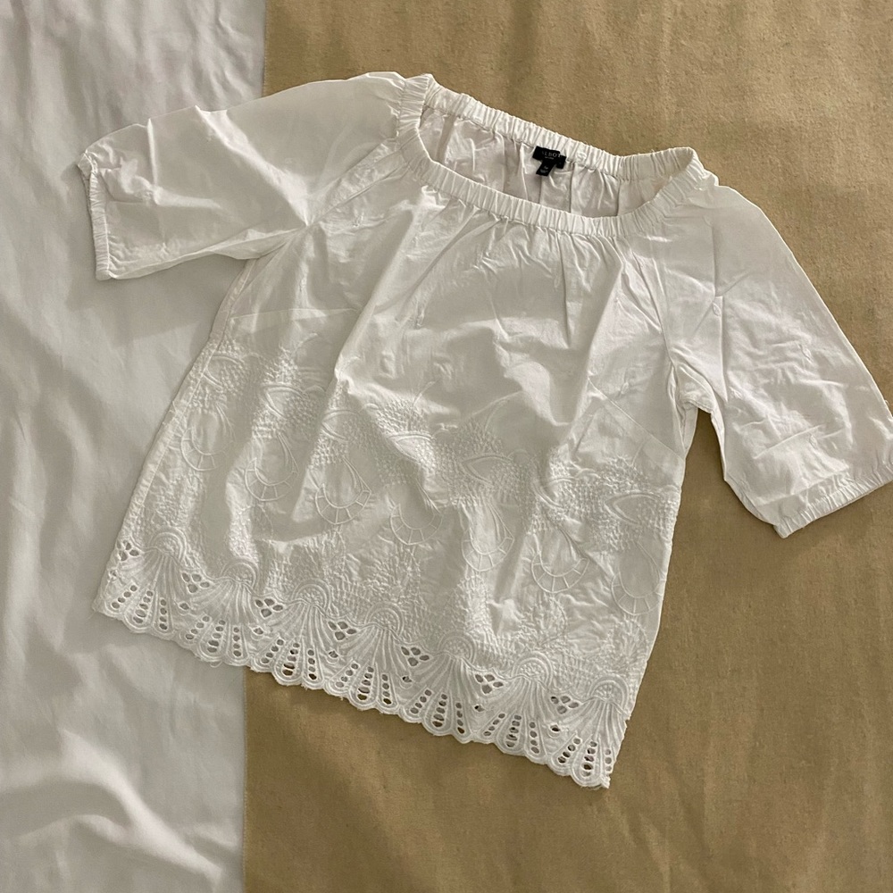 Talbots White Short Sleeve Summer Blouse